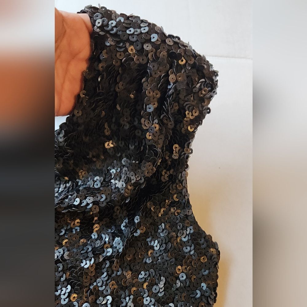 Rachel Zoe Open Back Sheath Knott Sequin Mini Dress in Black Size 10 - Picture 13 of 16